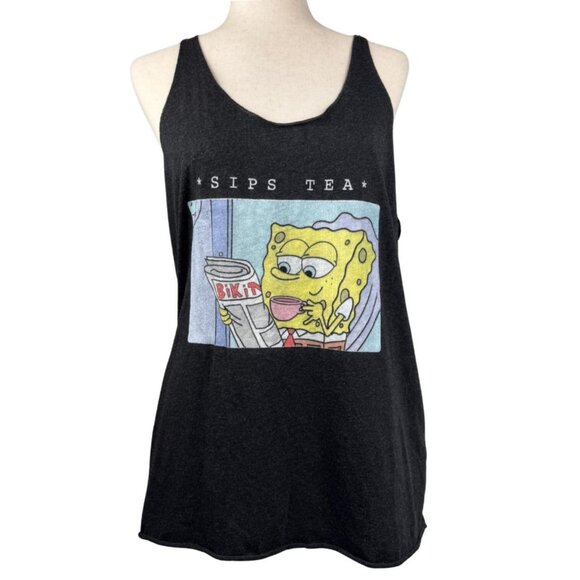 Spongebob Sips Tea Graphic Tank Top XXL - Picture 5 of 7